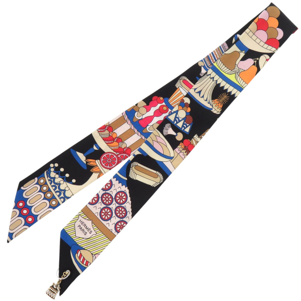 Hermes Twilly Charm 20th Anniversary Patisserie Française 853336S Silk Multic...